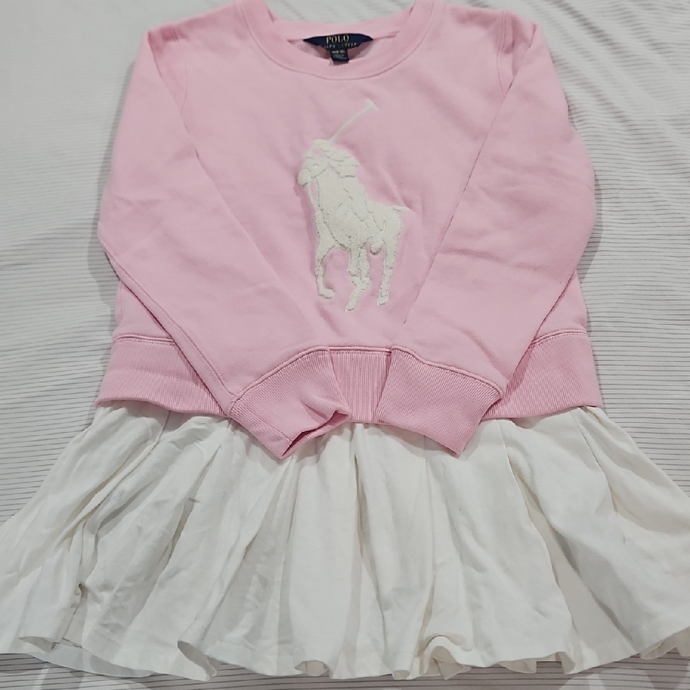 Polo by Ralph Lauren Kids Pink and White Sweatshirt Dress